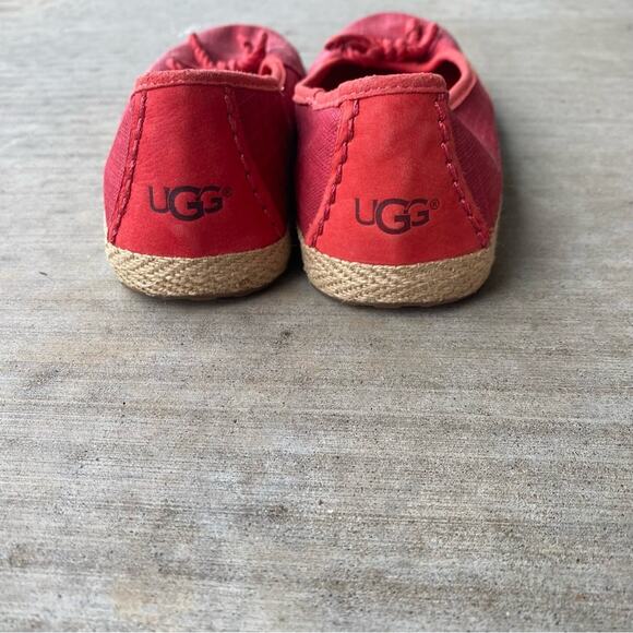 UGG Red canvas Espadrille slip on loafer with Decorative Bows size 8.5 women - Picture 6 of 8